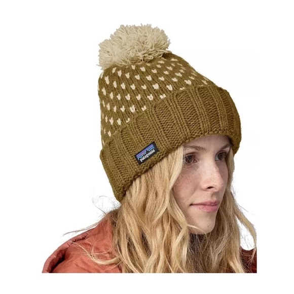 Patagonia Women's Snowbelle Beanie Ridge Cosmic Gold NWT Recycled Wool Yellow - Picture 8 of 9